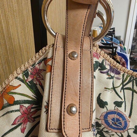 Gucci White Flora Horsebit Handbag Large Authentic Flower Butterfly Cricket - Picture 7 of 16